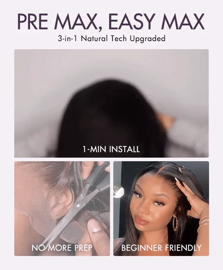 PreMax Wigs | Super Natural Hairline Silky Straight Glueless 13x4 Frontal Lace Wig Human Hair Pre-Cut Lace-18