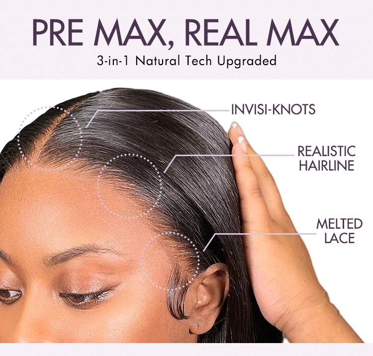 PreMax Wigs | Super Natural Hairline Silky Straight Glueless 13x4 Frontal Lace Wig Human Hair Pre-Cut Lace-17