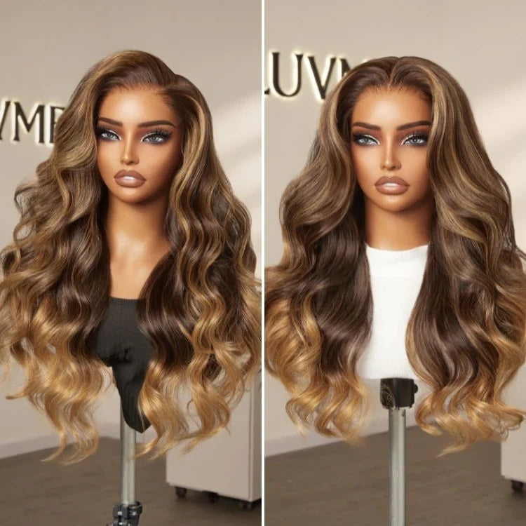 UI3 Luvme All-Day Comfort™ Wig PartingMax Brown Highlights Funmi Curly 7x6 Closure HD Lace Glueless Wig Pre Cut Lace