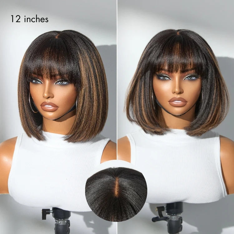 UI3 Luvme All-Day Comfort™ Wig PartingMax Brown Highlights Funmi Curly 7x6 Closure HD Lace Glueless Wig Pre Cut Lace