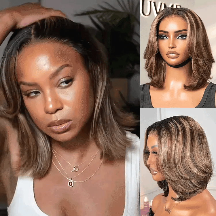 video Luvme All-Day Comfort™ Wig PartingMax Brown Highlights Funmi Curly 7x6 Closure HD Lace Glueless Wig Pre Cut Lace-35