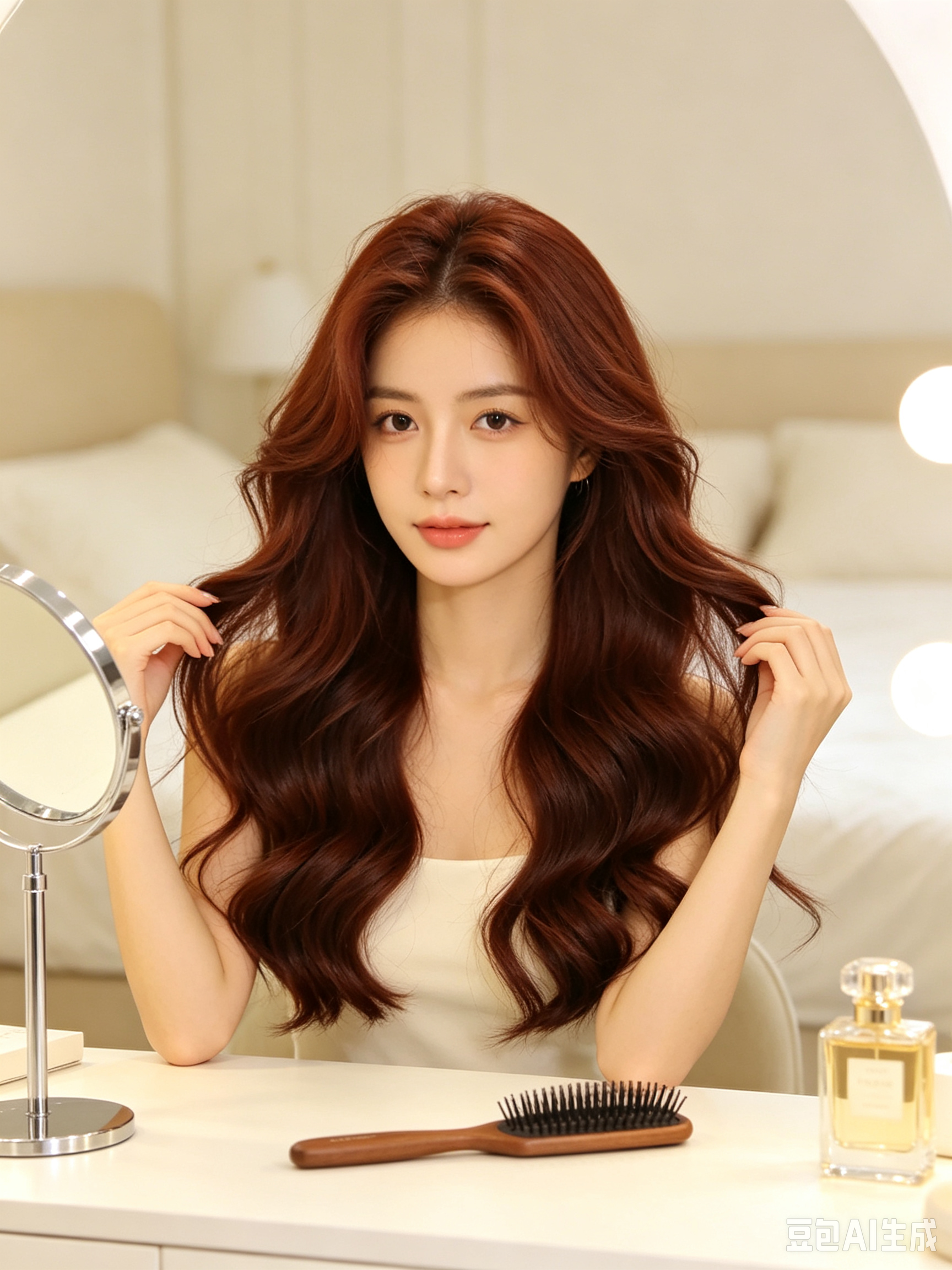 Loose Wave Reddish Brown Wig With Black Roots | 6x6 Lace test-01
