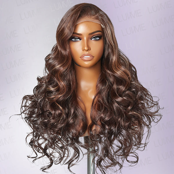 Beyon-Inspired Blonde Brown Highlight Loose Wave 5x5 Closure HD Lace C Part Human Hair Wig