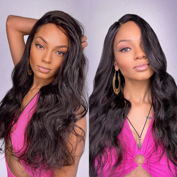 Full Lace Cap Classy Natural Black Body Wave Free Parting Long Human Hair Wig