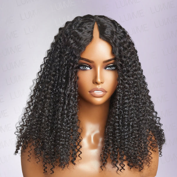 Beginner Friendly Jerry Curly V Part Natural Scalp Glueless Long Human Hair Wig