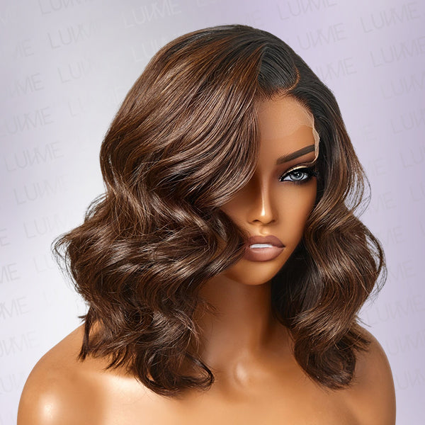 Ombre Brown Loose Wave Minimalist HD Lace Glueless Short Wig 100% Human Hair