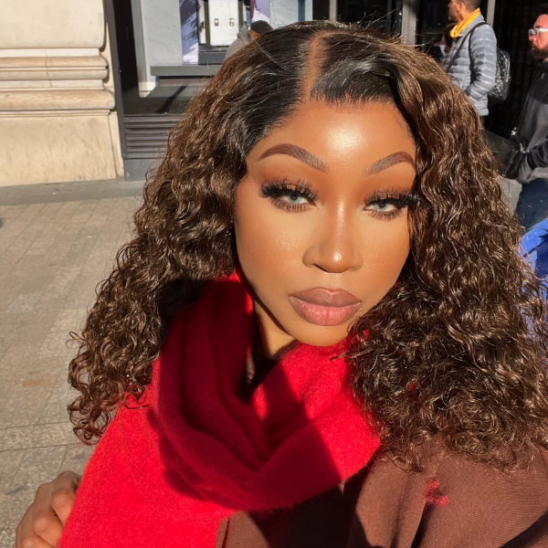 Spring Gift | Ombre Brown Bouncy Curly Glueless 4x4 Closure Lace Wig