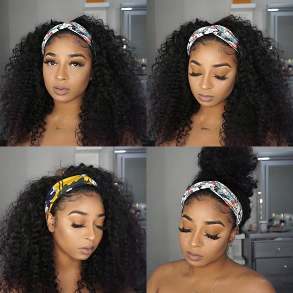 Deep Wave Affordable Headband Wig (Get Free Trendy Headband) headband wigs headband wig human hair curly headband wig 