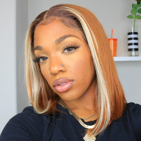 light amber silky straight;short bob wigs