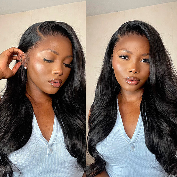 Body Wave Wig, 180% Density Frontal Lace Wig Glueless Pre Plucked