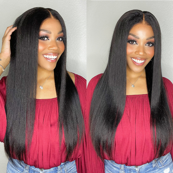 Yaki Wig, Natural Hairline Yaki Straight Undetectable 13x4 Frontal Lace Wigs