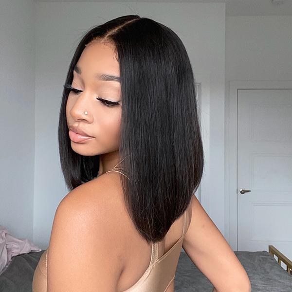 13×4 Invisible Transparent Lace Frontal Wig With Bang
