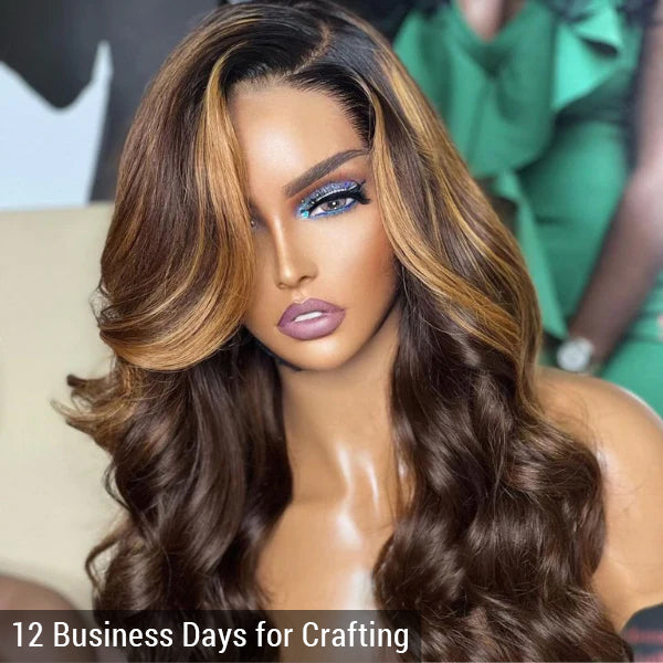 Limited Design | Blonde Highlight Loose Body Wave 13x4 Frontal HD Lace Long Left Side part Wig 100% Human Hair