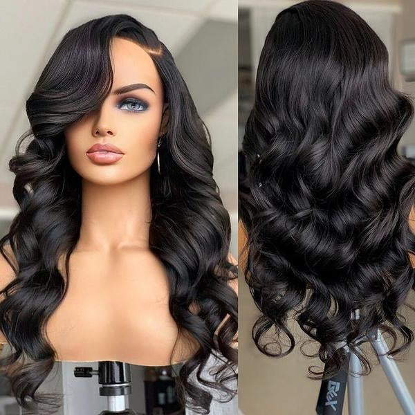Super Natural Side Part Natural Black Glueless Lace Bob Wig 100% Human Hair | Fits All Face Shapes
