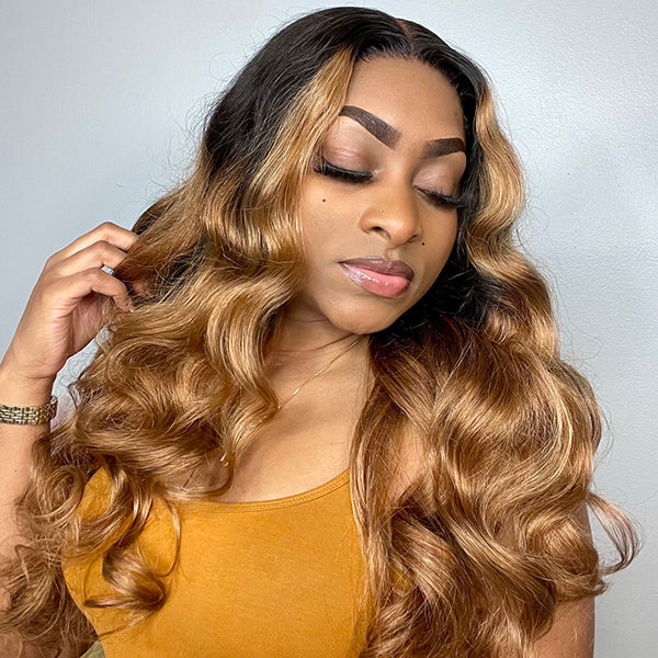 Beyon-Inspired | Honey Brown Loose Wave 5x5 Closure HD Lace Glueless Mid Part Long Wig 100% Human Hair