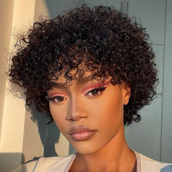 Easy To Install | Full & Natural Virgin Human Hair Curly Bangs Wig