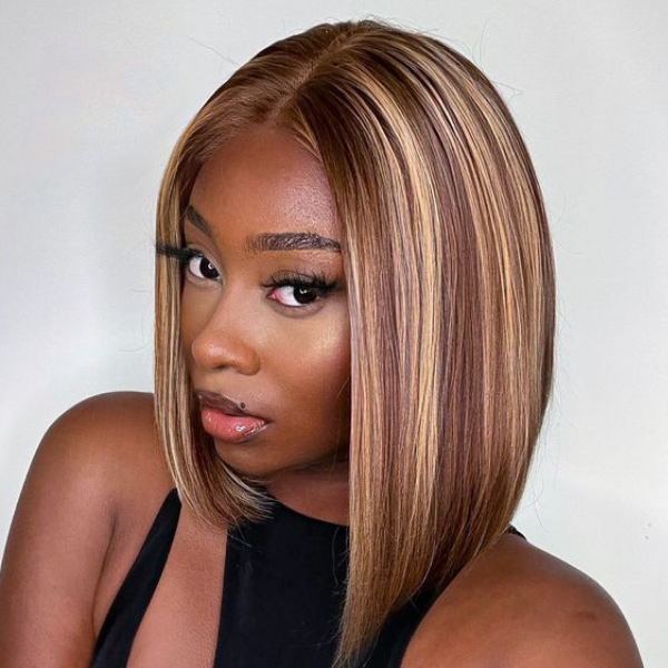 Glueless Piano Highlight 4x4 Closure Bob Wig