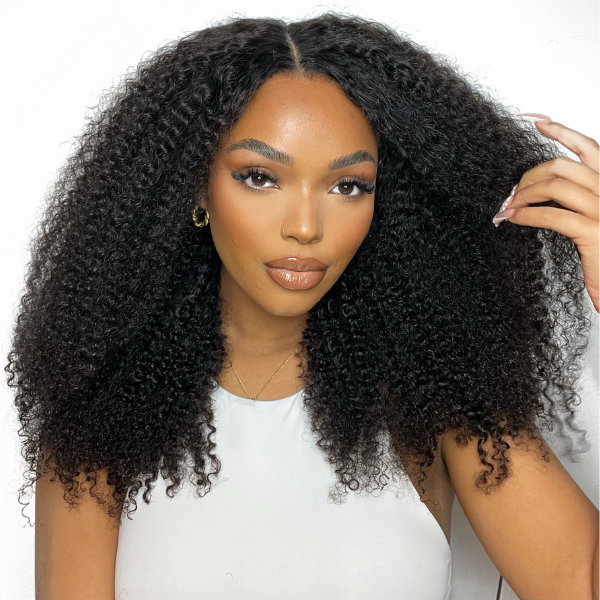 Afro Curly 13x4 Frontal HD Lace Free Part Long Human Hair Wig