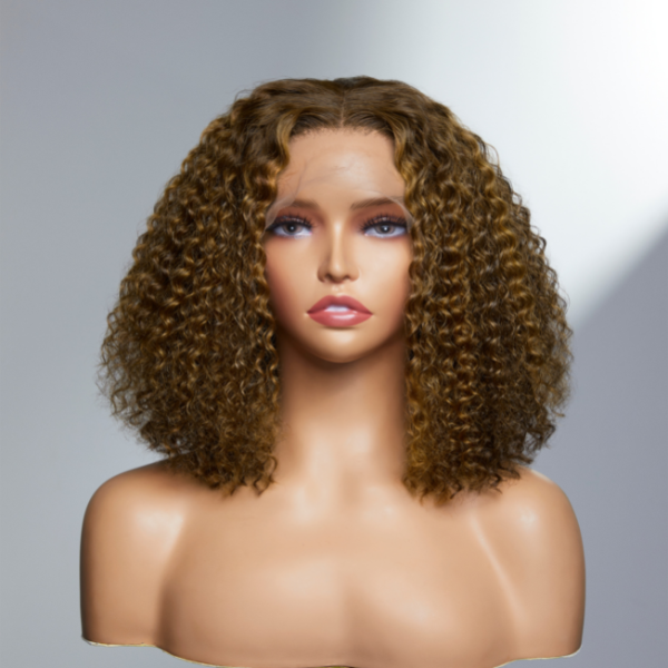 Exclusive Discount | Mix Color Brown Curly Bob Wig Compact 13X4 Frontal Lace Wig