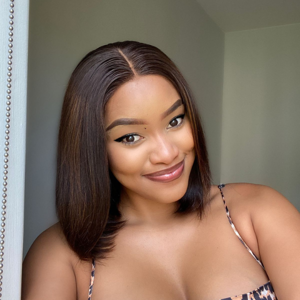 Exclusive Discount | Chestnut Brown Highlights Straight 4x4 Closure Bob Wig | Natural Hairline