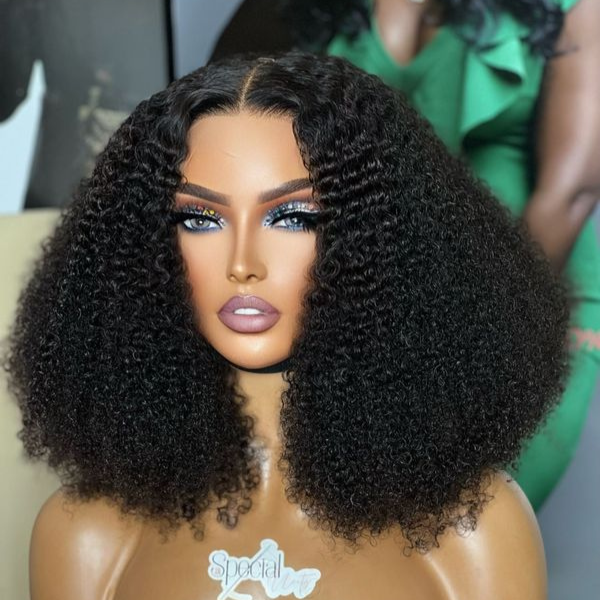 Popping and Classic Afro Curly Glueless 5x5 Closure Lace Wig