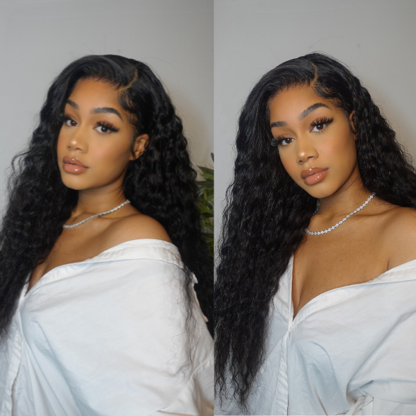 Romantic Bohemian Curly Mid Parted Glueless 5x5 Closure Lace Wig