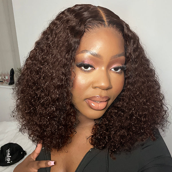 Glueless Chocolate Brown Curly 5x5 Closure Wig