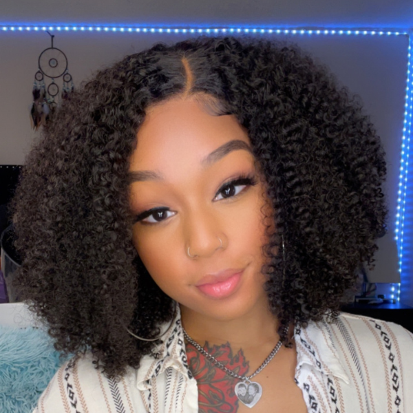 Pre-bleached & Glueless Kinky Curls 5x5 Cloure Lace Wig