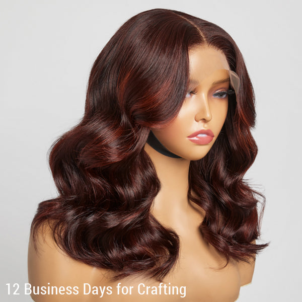 Rouge Noir With Copper Red Highlight Loose Wave 5x5 Glueless Closure Lace Wig Pre-plucked | Limited Design
