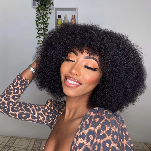 Exclusive Discount | Fluffy Afro Curl Wig With Natural Fringe