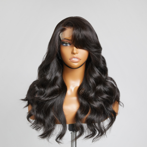 Spring Gift | Graceful C Parted Body Wave 5x5 Closure Lace Glueless Wigs with Bangs