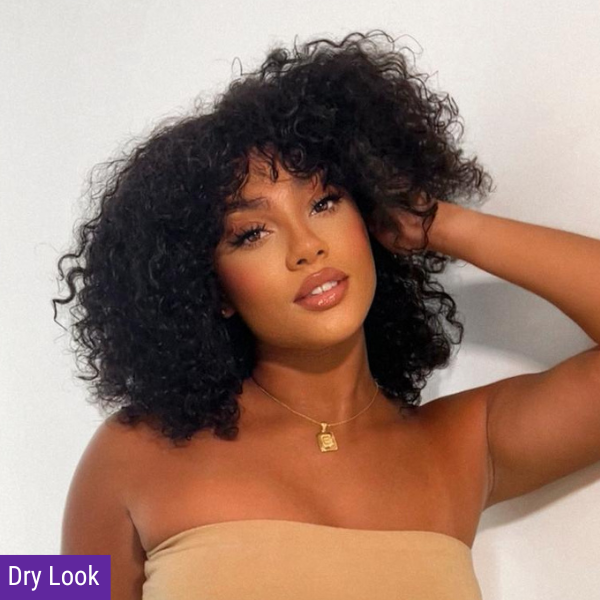 Natural Short Curly Top Lace Fringe Wig With Hot Bangs | Upgraded 2.0