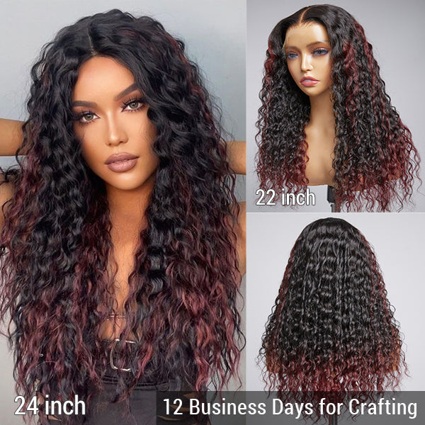 Valeria Violet Tails Highlight Deep Wave Undetectable 13x4 Lace Front Wig | Limited Design
