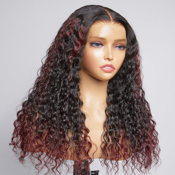 Valeria Violet Tails Highlight Deep Wave Undetectable 13x4 Lace Front Wig | Limited Design