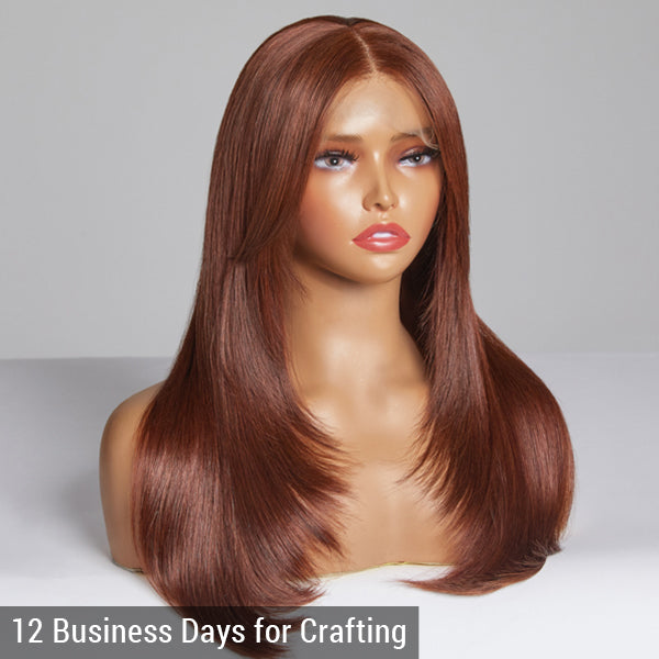 Joanna Refined Reddish Brown Layered Cut Glueless 5x5 Closure Lace Wig Pre-plucked | Limited Design