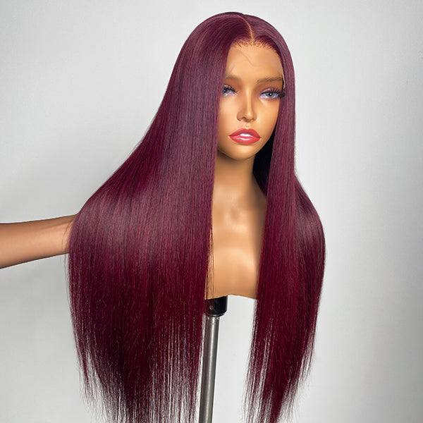 Mystery Mulberry Silky Straight 4x4 Closure Lace Glueless Wig;human hair wigs;purple wig;