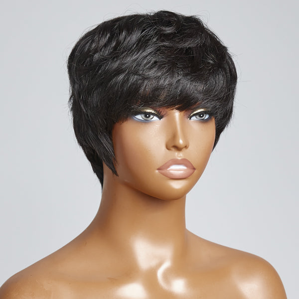 Boss Style Glueless Short Pixie Cut Wig With Layered Bangs | Not Sold Separately