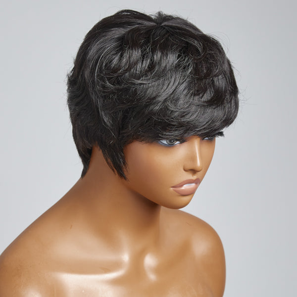 Boss Style Glueless Short Pixie Cut Wig With Layered Bangs | Not Sold Separately