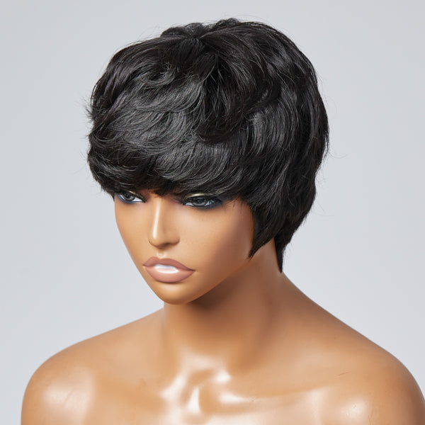Boss Style Glueless Short Pixie Cut Wig With Layered Bangs | Not Sold Separately