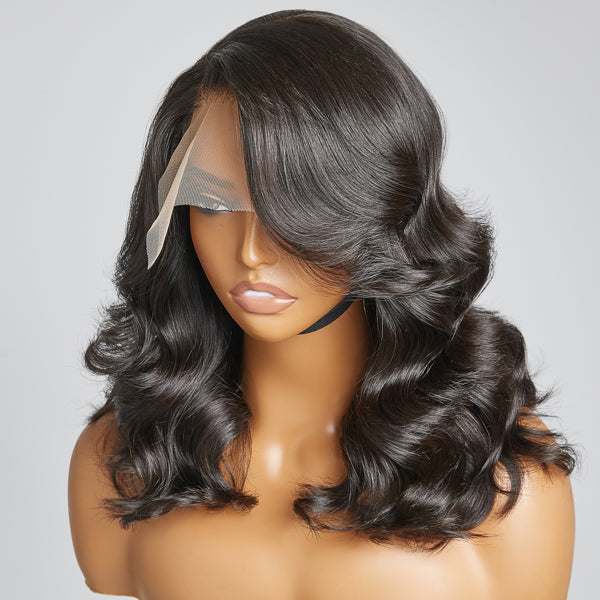 Voluminous Layered C Parted Body Wave 5x5 Closure Lace Glueless Wig With Bangs | Limited Design