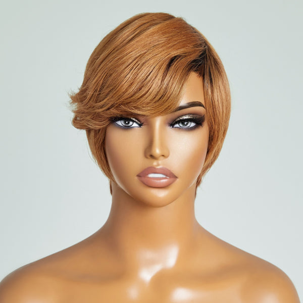 Affordable Mature Boss Blonde Short Pixie Cut Wig With Side Swept Bangs