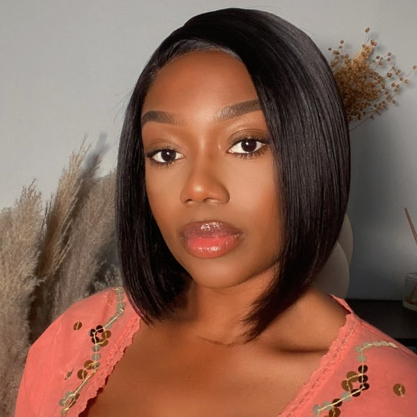 Welcome Back | Asymmetric Side Part 4x4 Closure Short Bob Wig I Soft & Manageable