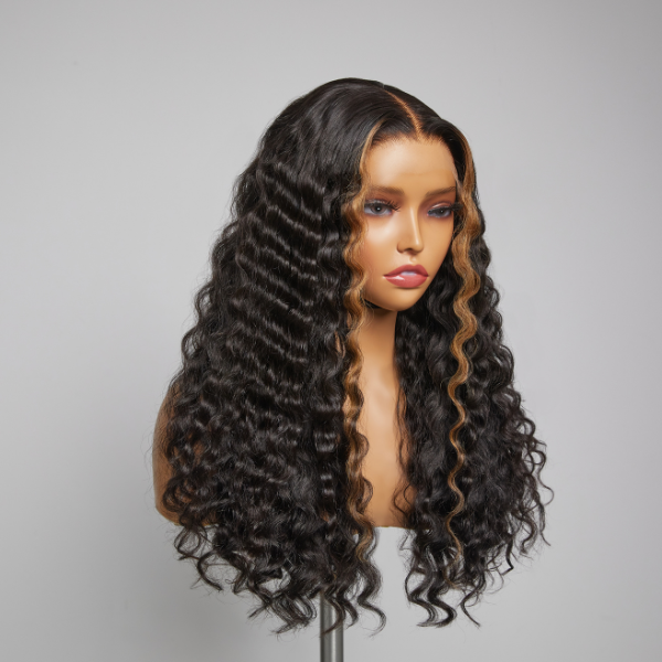 Descuento exclusivo | Pelucas rubias agraciadas con cierre sin cola indetectable Ocean Wave 5x5