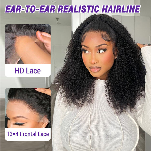 Afro Curly Free Parting Undetectable Invisible 13x4  Lace Frontal Wig | Real HD Lace
