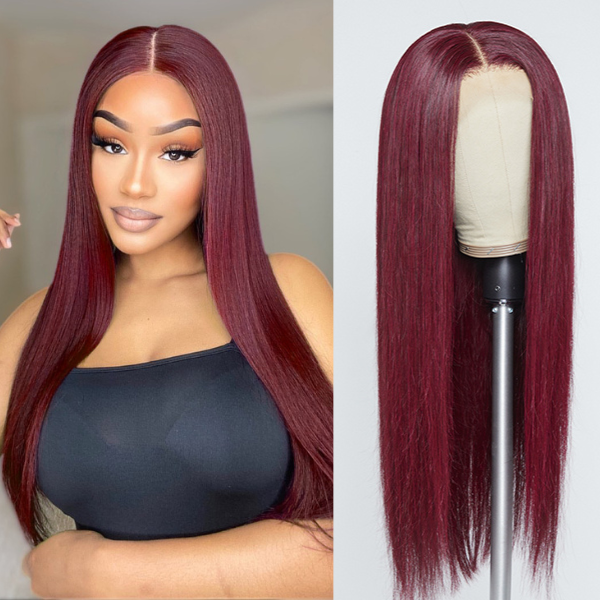 Products Mystery Mulberry Silky Straight 4x4 Closure Lace Glueless Wig;Straight wigs;Wig on different model
