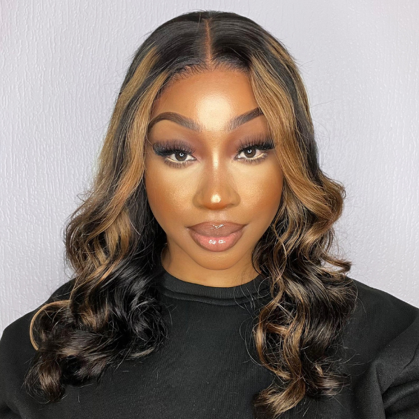 Shining Blonde Highlights Body Wave 5x5 Closure HD Lace Short Human Hair Wig