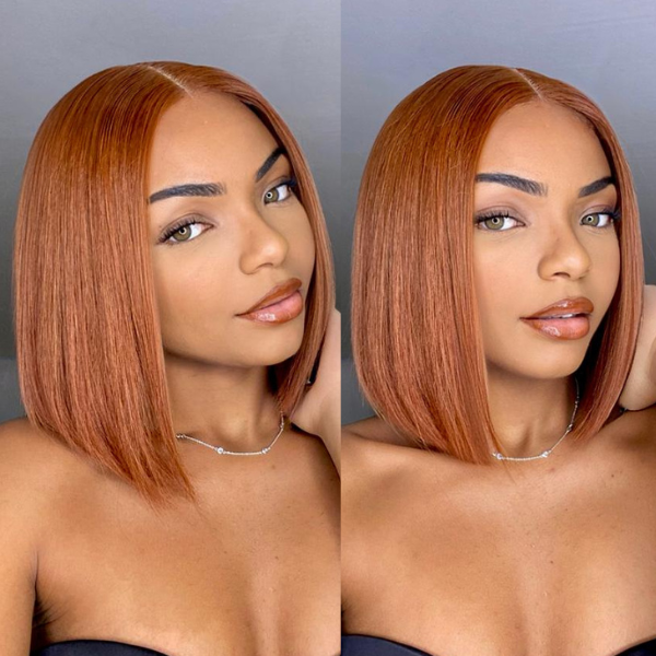 Beginner Friendly | Sugar Maple 4x4 Glueless Bob Wig | Radiant Winter Vibes;Wigs try on a person;