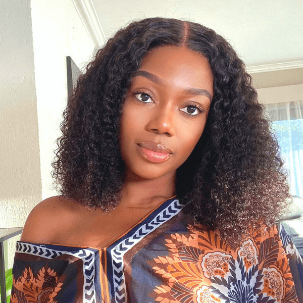 Luvme Kinky Curly Neck Length 5x5 Undetectable Lace Wig Human Hair Glueless Wig | Natural Hairline