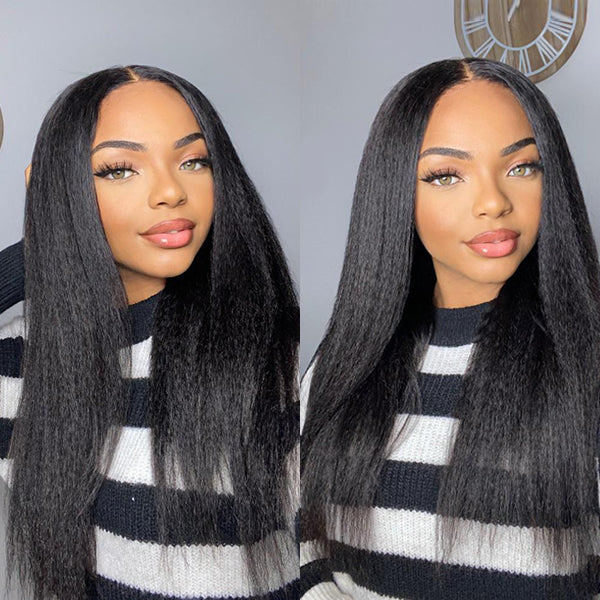 Kinky Straight Wig, Natural Kinky Straight Undetectable Invisible Lace Wig