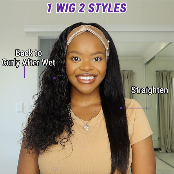 Wet And Wavy Affordable Curly Headband Wig (Get Free Trendy Headbands)